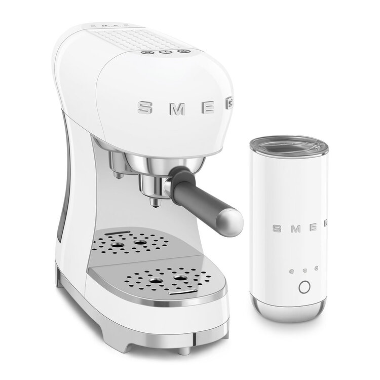 SMEG Smeg Espressomachine + melkopschuimer set - Wit - ECF12WHEU