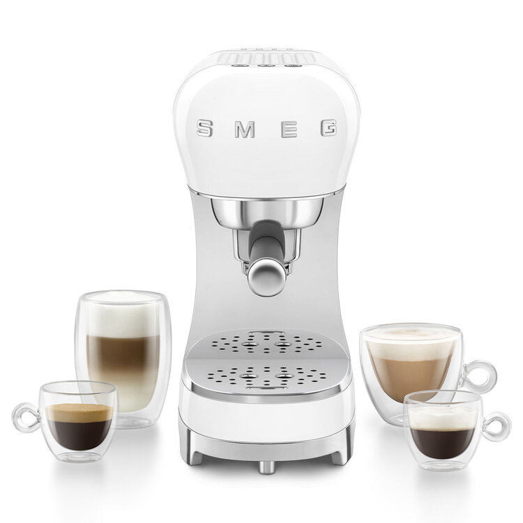 SMEG Smeg Espressomachine + melkopschuimer set - Wit - ECF12WHEU
