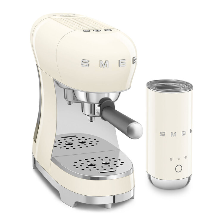 SMEG Smeg Espressomachine + melkopschuimer set - Creme - ECF12CREU