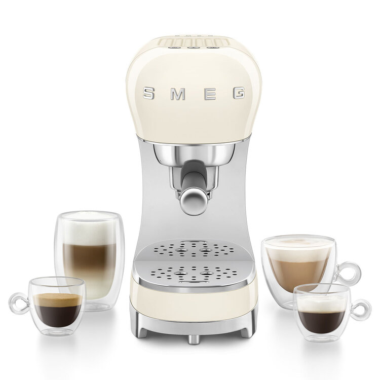 SMEG Smeg Espressomachine + melkopschuimer set - Creme - ECF12CREU