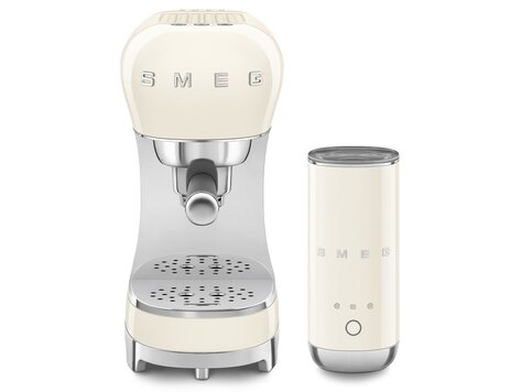 SMEG Espressomachine + melkopschuimer set - Creme - ECF12CREU