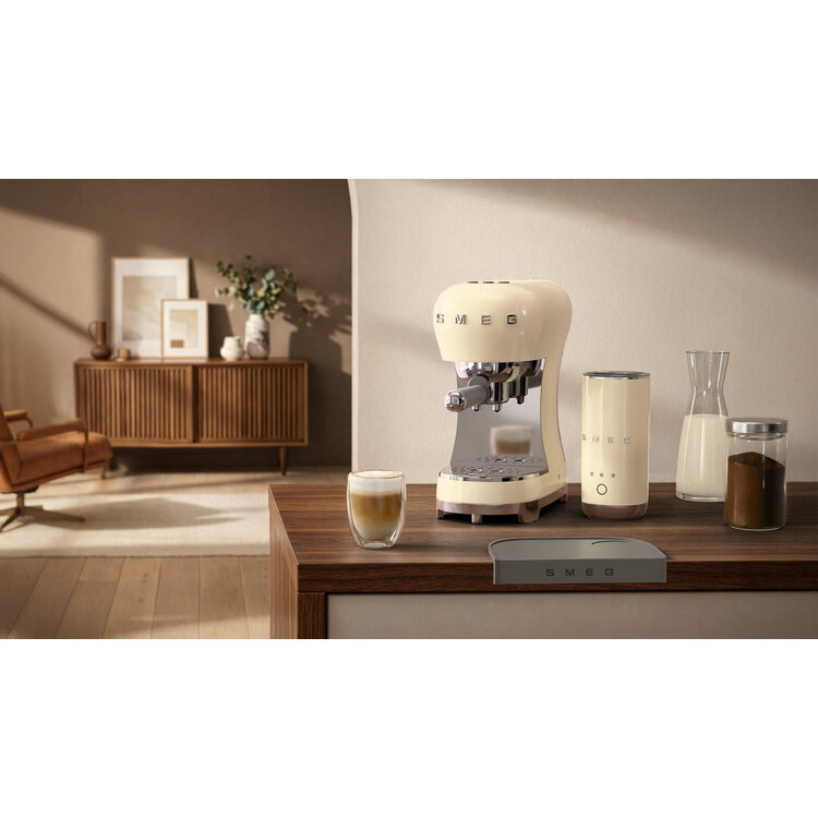 SMEG Smeg Espressomachine + melkopschuimer set - Creme - ECF12CREU
