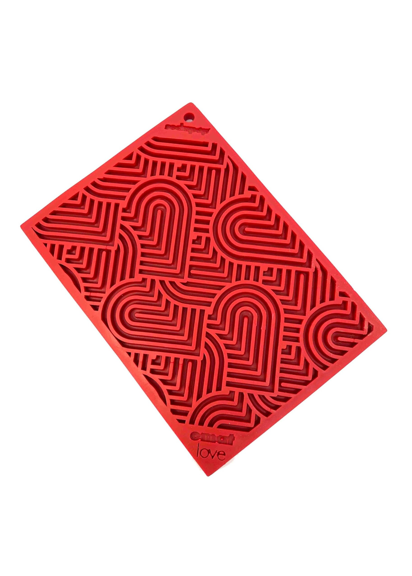 SodaPup Heart Design "Love" Emat Enrichment Lick Mat - Red - Small