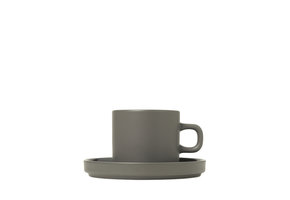 PILAR 2 Kaffeetassen 200 ml mit Untertasse aus Zinn