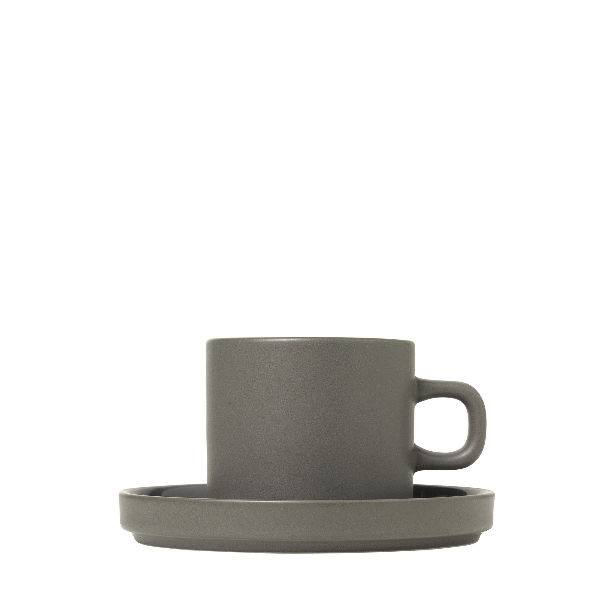PILAR 2 koffiekoppen 200 ml met schotel Pewter (63974)