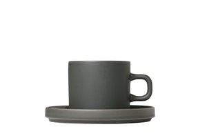 PILAR 2 koffiekoppen 200ml met schotel Agave Green