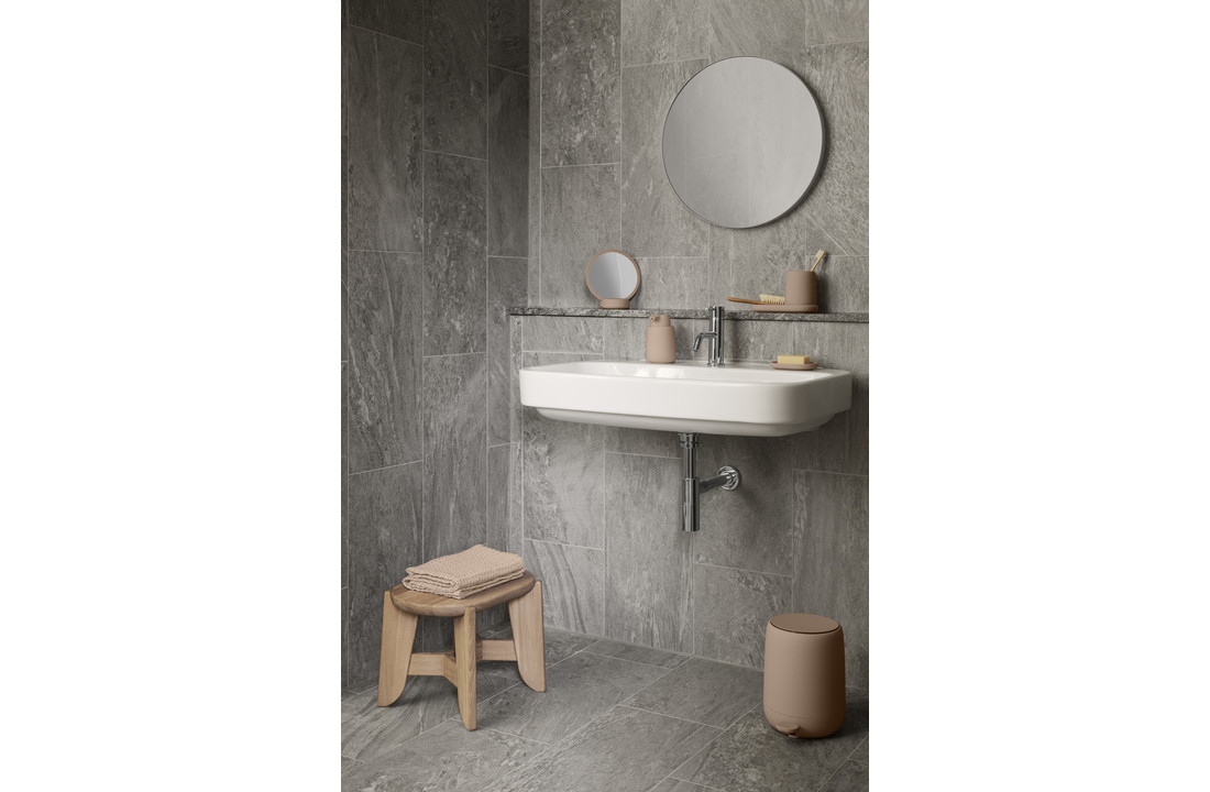 Farbe 50 Stahl pulverbeschichteter Bath&Living - Rim Blomus Wandspiegel - weiß cm -