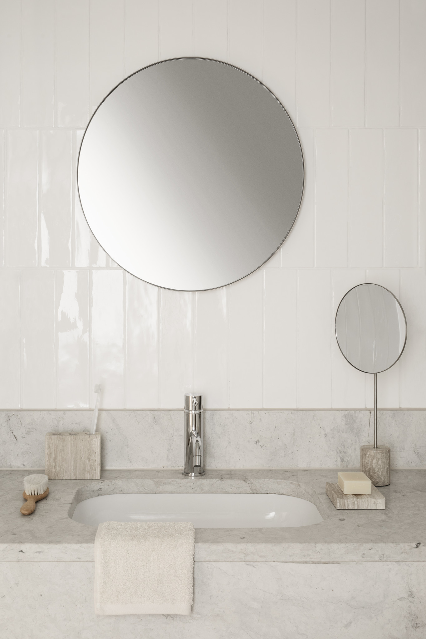 Blomus pulverbeschichteter cm - 50 weiß Wandspiegel Rim - - Bath&Living Farbe Stahl