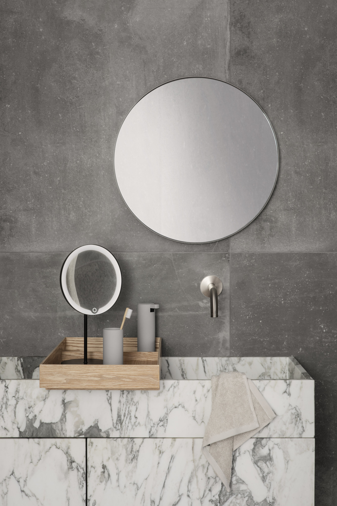 Blomus Rim Wandspiegel 50 cm - Farbe weiß - pulverbeschichteter Stahl -  Bath&Living