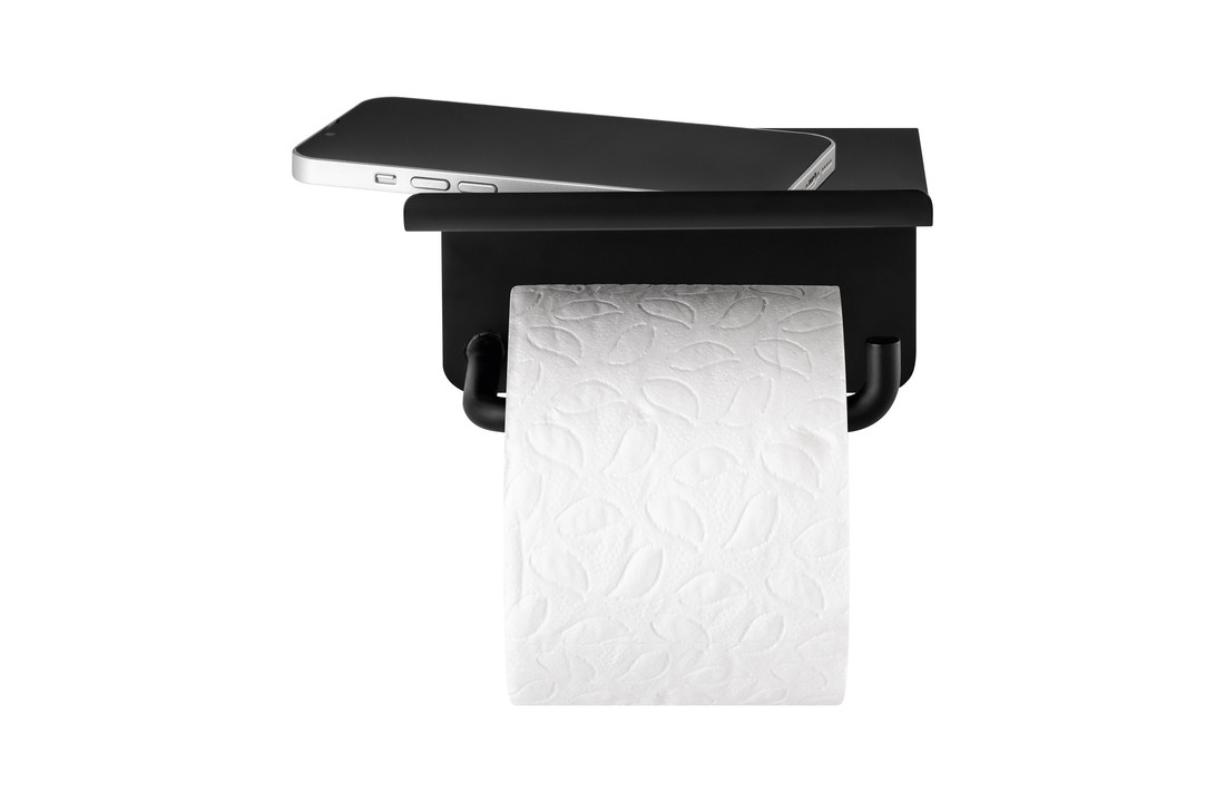 Blomus MODO Toilettenpapierhalter mit Ablage, Schwarz