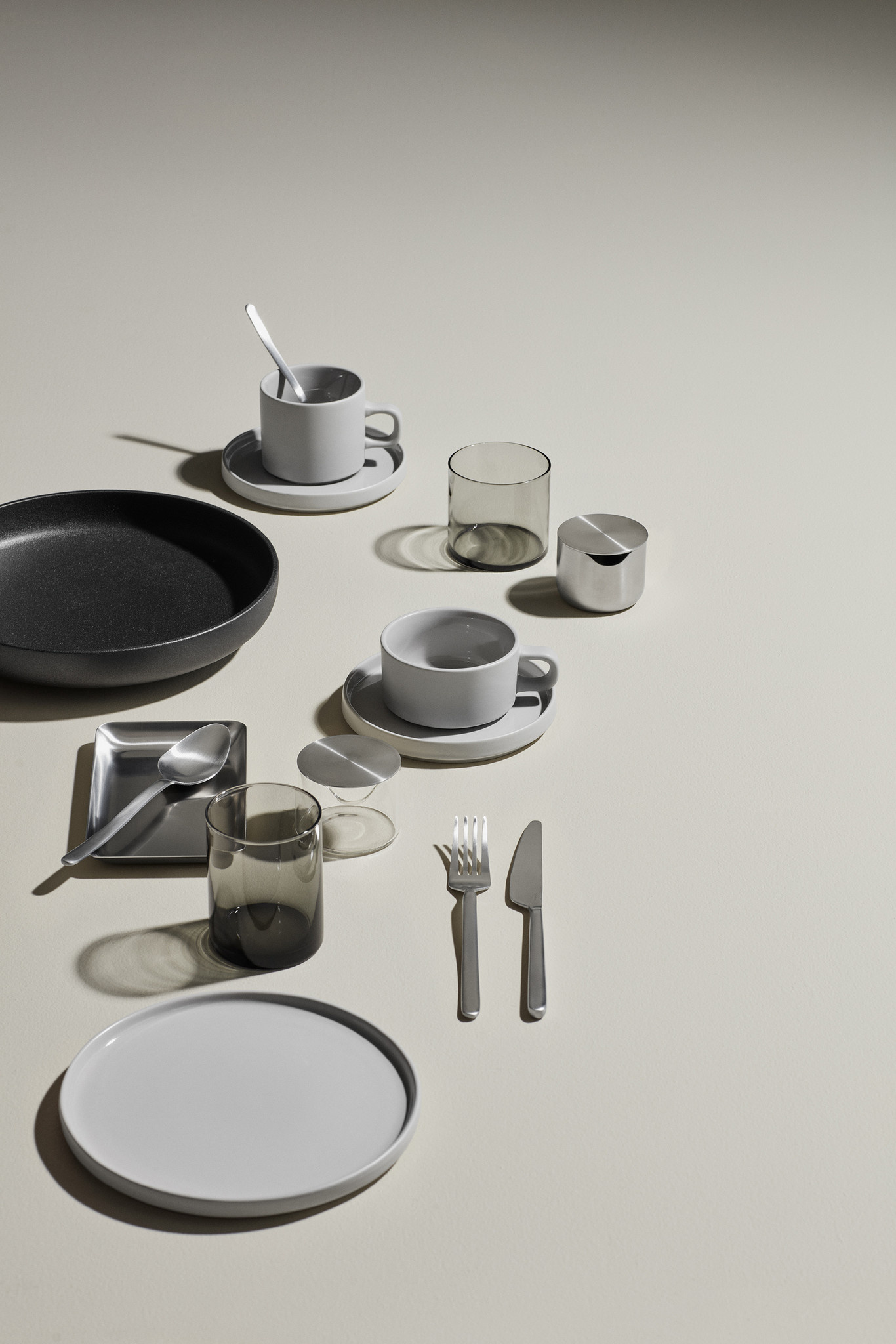 PILAR 2 koffiekoppen 200 ml met schotel Mirage Grey (63911)