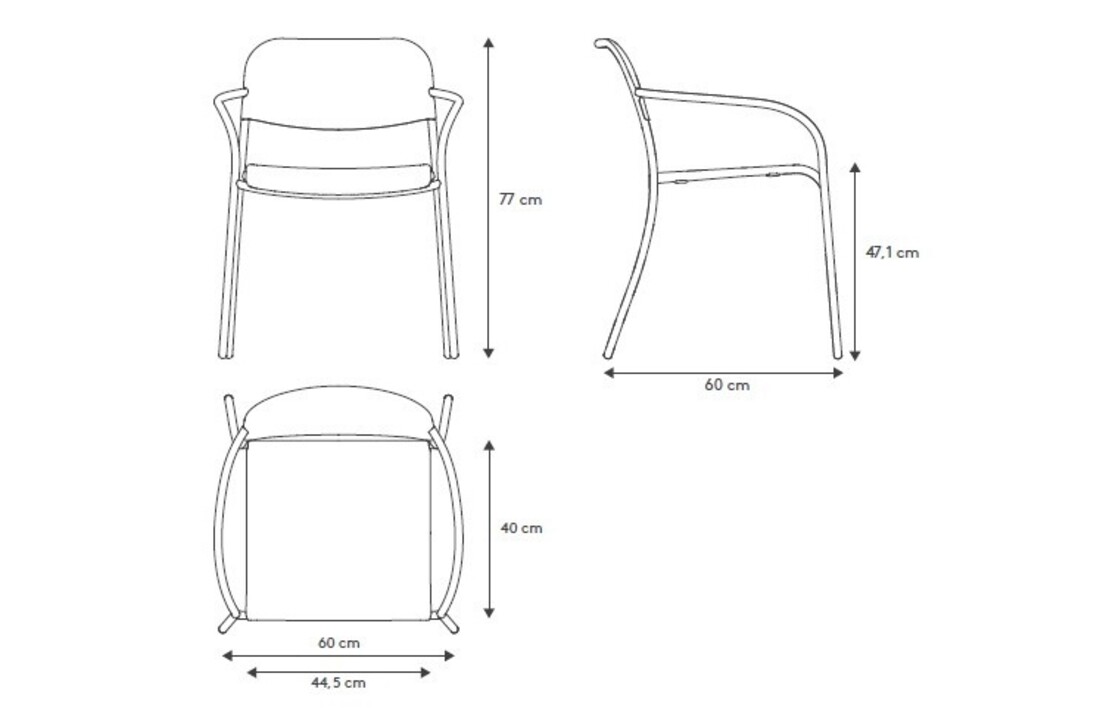 YUA Gartenstuhl Armlehne Seide Grau (62172)