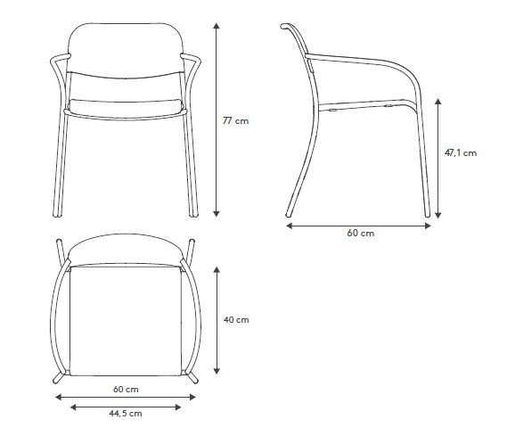 YUA Gartenstuhl Armlehne Seide Grau (62172)