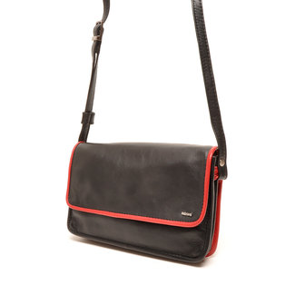 Berba Crossbody tas Soft S Zwart-Rood