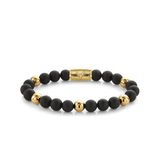 Rebel & Rose Armband Matt Black Madonna - 8mm Yellow Gold Plated M