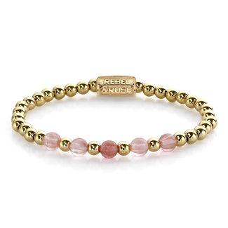 Rebel & Rose Armband Yellow Gold Meets Cherry Rose - 6mm S