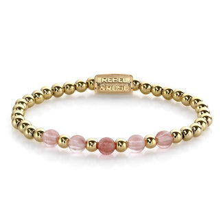 Rebel & Rose Armband Yellow Gold Meets Cherry Rose - 6mm XS