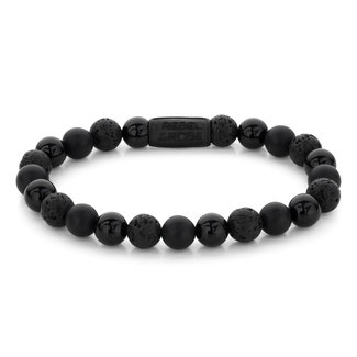 Rebel & Rose Armband Black Rocks All Black - 8mm L+