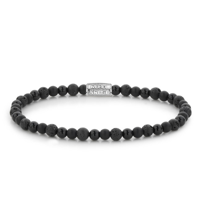 Rebel & Rose Armband Black Rocks - 4mm S