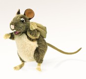 Rat met rugzak handpop