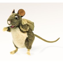 Rat met rugzak handpop