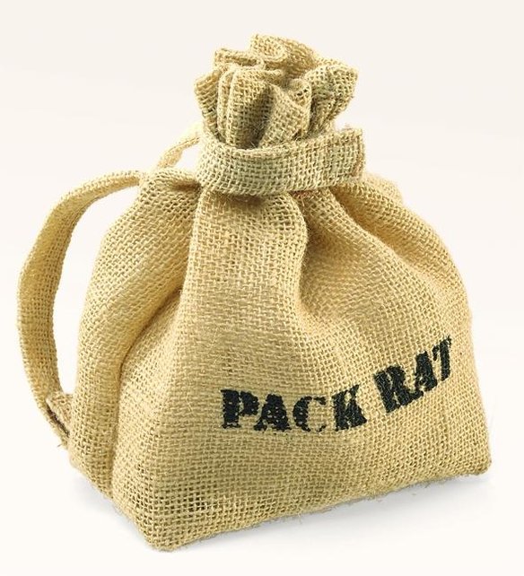 Rat met rugzak handpop