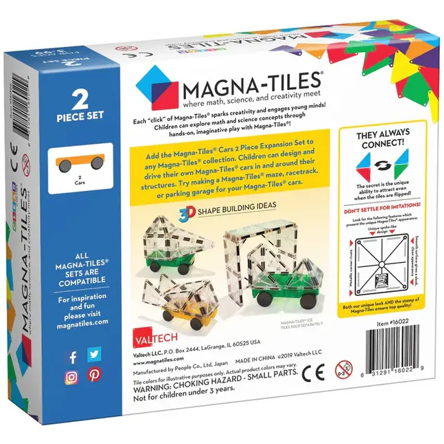 MAGNA-TILES Cars - auto's uitbreidingsset - groen en geel