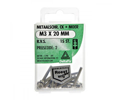 Deltafix 10 stuks Deltafix Metaalschroef + Moer CK RVS CK M3x20mm 15st