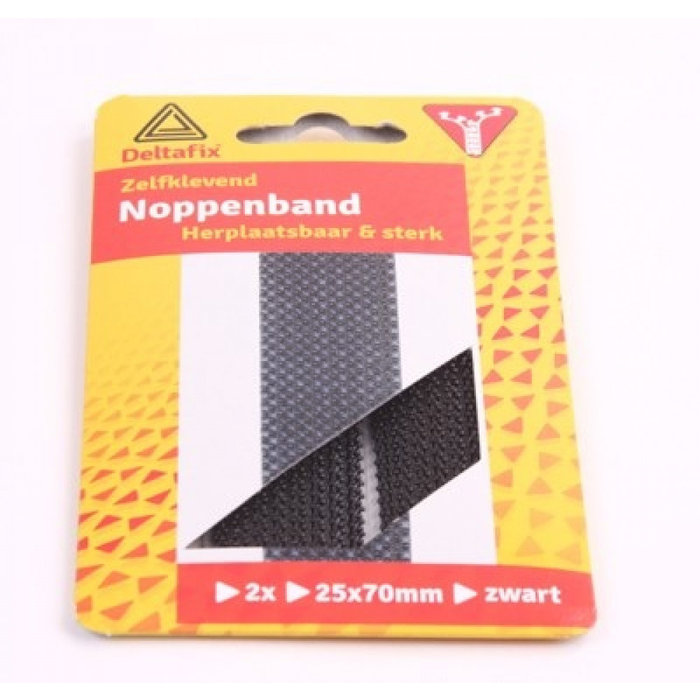 Deltafix 12 stuks Deltafix Noppen strip 70x25mm Zwart Set 2st