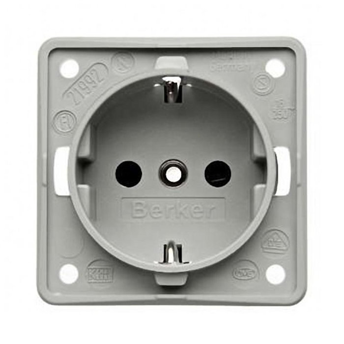Berker Berker Contactdoos 230V Inbouw Grijs Mat