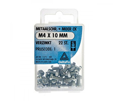 Deltafix 10 stuks Deltafix Metaalschroef + Moer CK Verzinkt CK M4x10mm 22st