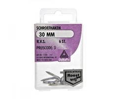 Deltafix 10 stuks Deltafix Schroefhaak RVS 30mm Set 6st