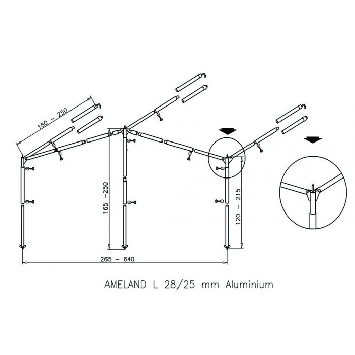 Campking Campking Luifelframe Ameland 28/25mm Alu