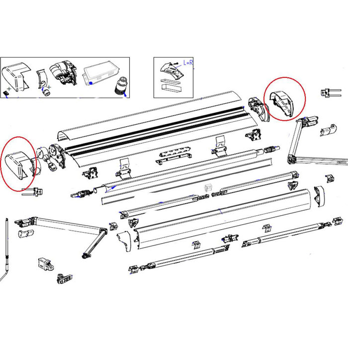 Thule Thule 6300 Eindkap LH+RH Geanodiseerd