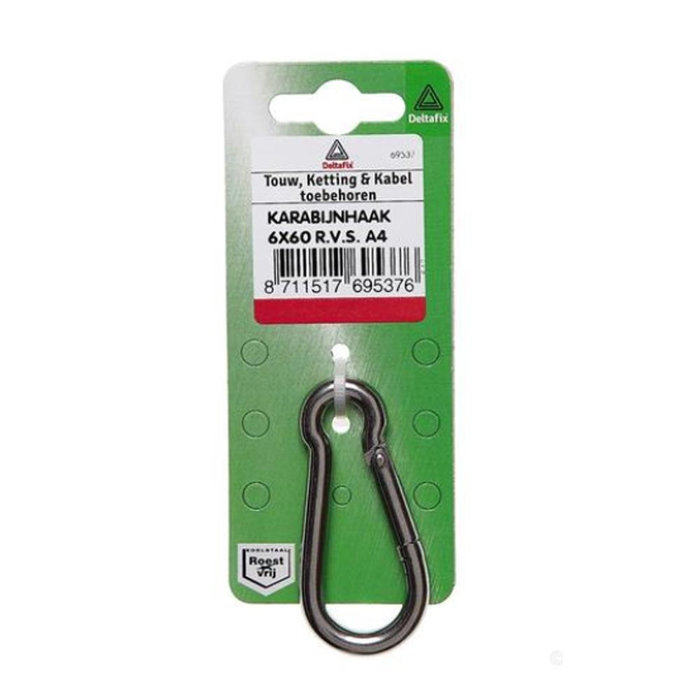 Deltafix 5 stuks Deltafix Karabijnhaak RVS A4 60mm 1st