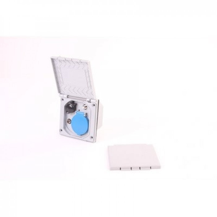 FjordOutdoor Inbouwstekkerdoos 230V/12V/Ant/Sat Zilvergrijs