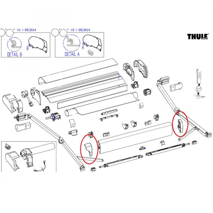 Thule Thule Eindkap Lead Rail LH+RH 9200 Wit
