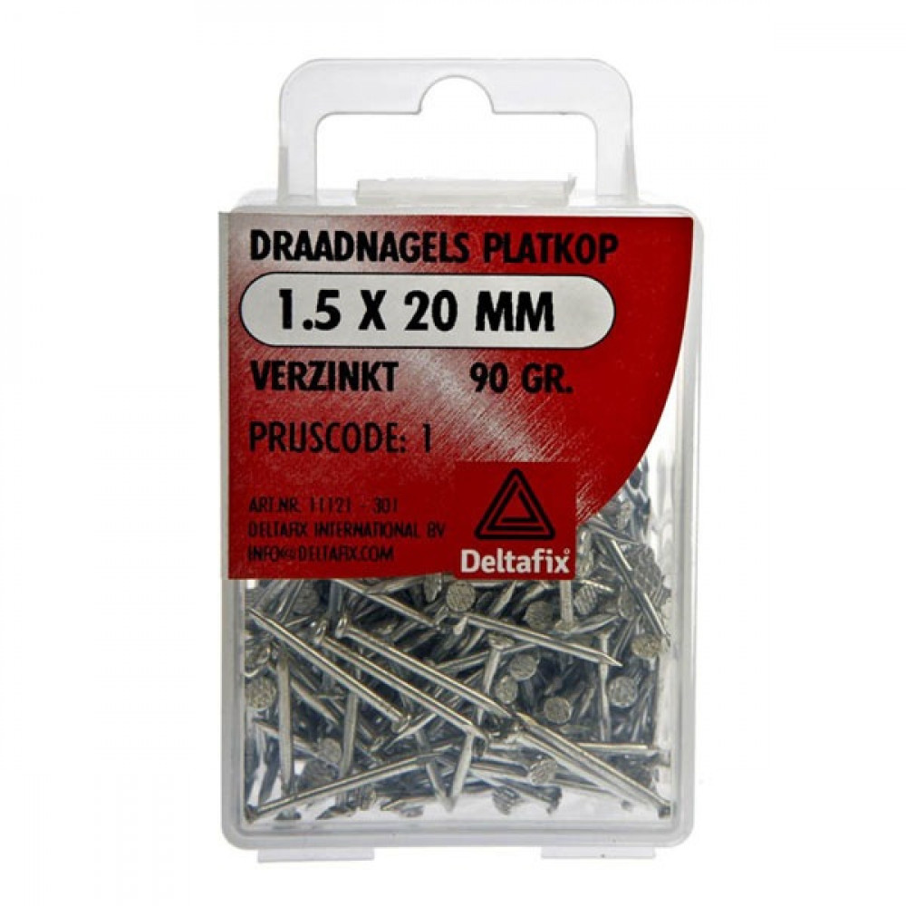 Deltafix 5 stuks Deltafix Draadnagels Platkop 1.5x20mm Verzinkt