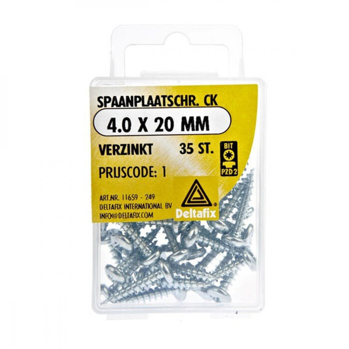 Deltafix 10 stuks Deltafix Spaanplaatschroef CK 4.0x20mm Set 35st