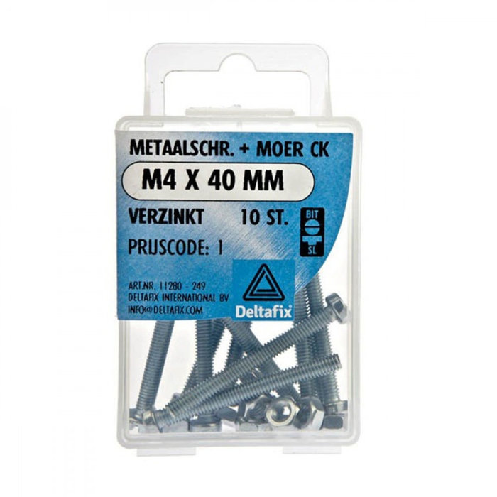 Deltafix 10 stuks Deltafix Metaalschroef + Moer CK Verzinkt CK M4x20mm 15st