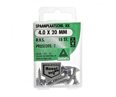 Deltafix 10 stuks Deltafix Spaanplaatschroef KK RVS 4.0x20mm Set 15st