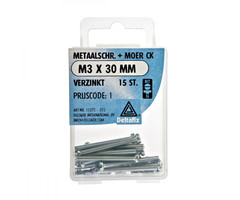Deltafix 10 stuks Deltafix Metaalschroef + Moer CK Verzinkt CK M3x30mm 15st