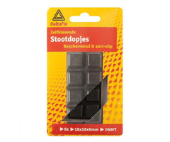 Deltafix 12 stuks Deltafix Stootdopjes 18x18mm Zwart set 8st