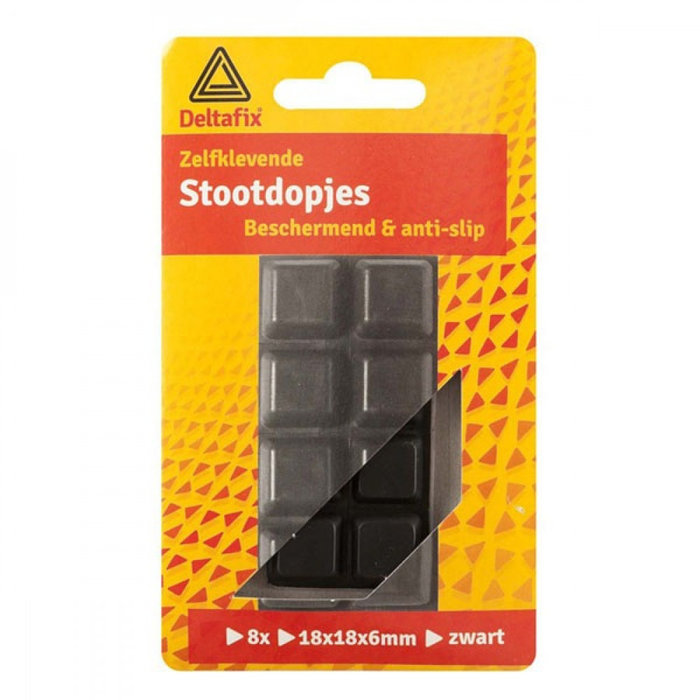 Deltafix 12 stuks Deltafix Stootdopjes 18x18mm Zwart set 8st