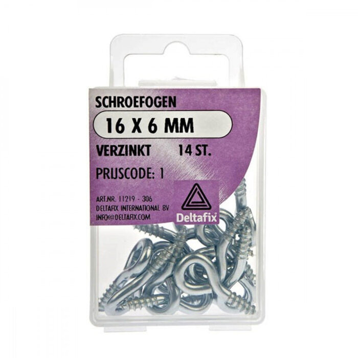 Deltafix 10 stuks Deltafix Schroefoog Verzinkt 16x6mm Set 14st