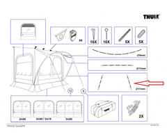 Thule Thule QuickFit/EasyLink Tent Poles 11mm Lower Arch 2st. 183cm