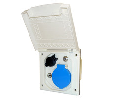 Fjord Outdoor Inbouwstekkerdoos 230V/12V/Ant/Sat Nieuw Deksel Wit