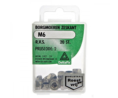 Deltafix 5 stuks Deltafix Borgmoer Zeskant RVS M6 20st