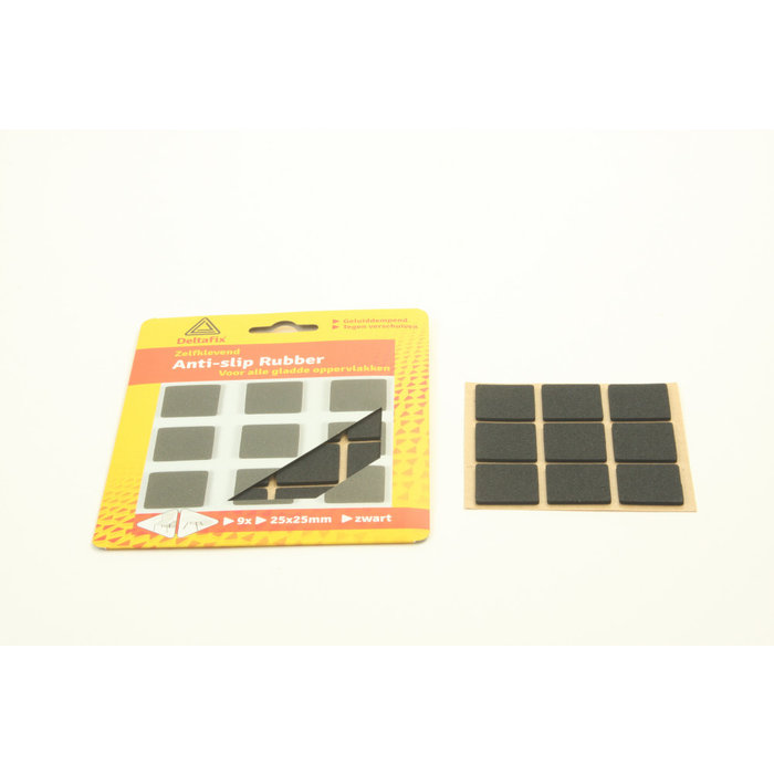 Deltafix 24 stuks Deltafix Anti-Sliprubber 25x25mm Zwart 9st