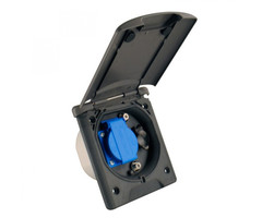 Fjord Outdoor Inbouwstekkerdoos Design 2014 230V/12V/Sat Zwart